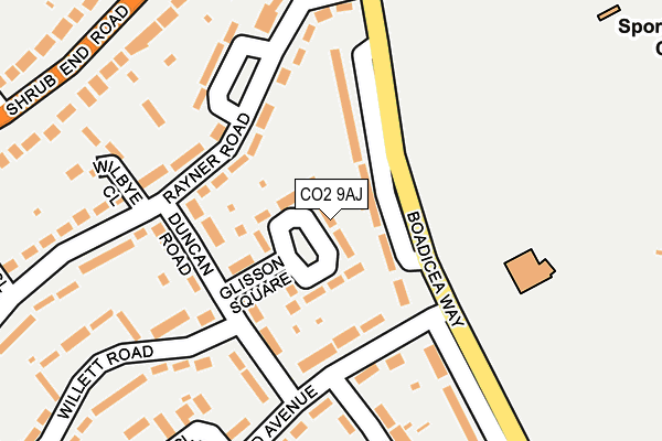 CO2 9AJ map - OS OpenMap – Local (Ordnance Survey)