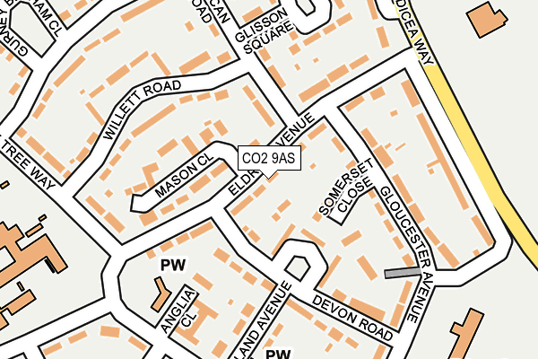 CO2 9AS map - OS OpenMap – Local (Ordnance Survey)