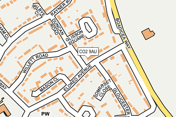 CO2 9AU map - OS OpenMap – Local (Ordnance Survey)