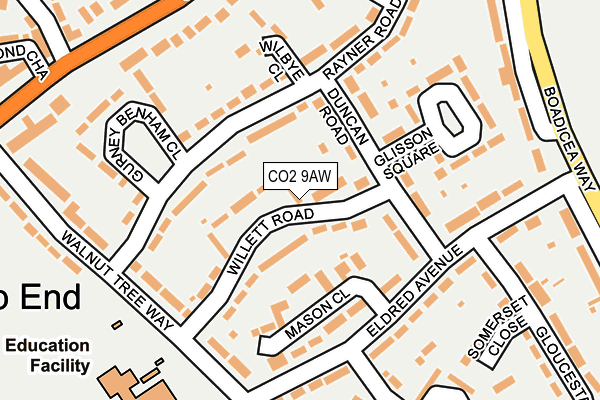 CO2 9AW map - OS OpenMap – Local (Ordnance Survey)