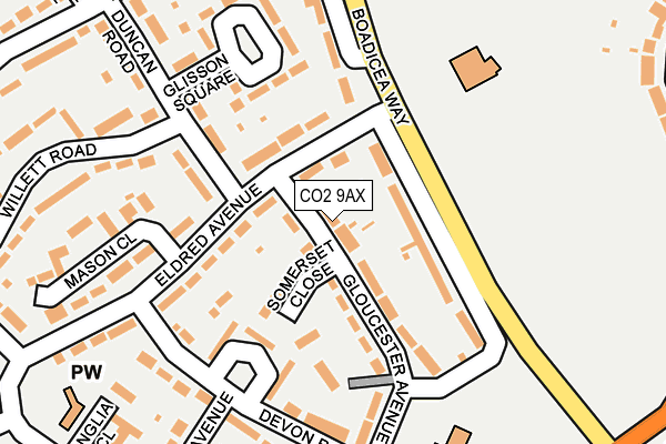 CO2 9AX map - OS OpenMap – Local (Ordnance Survey)