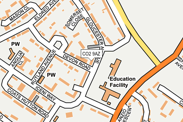 CO2 9AZ map - OS OpenMap – Local (Ordnance Survey)