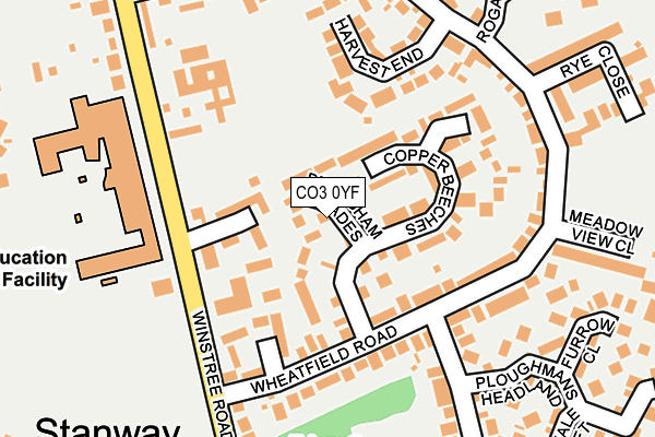 CO3 0YF map - OS OpenMap – Local (Ordnance Survey)