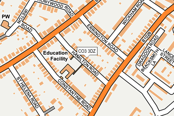 CO3 3DZ map - OS OpenMap – Local (Ordnance Survey)