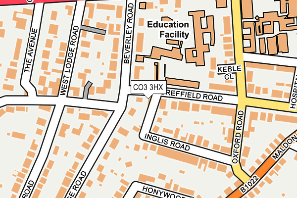 CO3 3HX map - OS OpenMap – Local (Ordnance Survey)