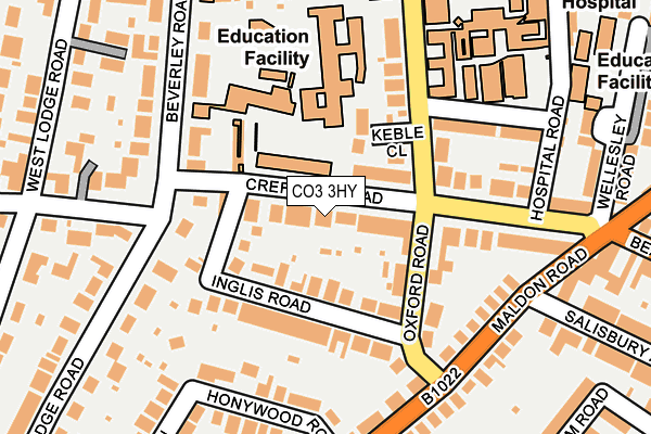 CO3 3HY map - OS OpenMap – Local (Ordnance Survey)