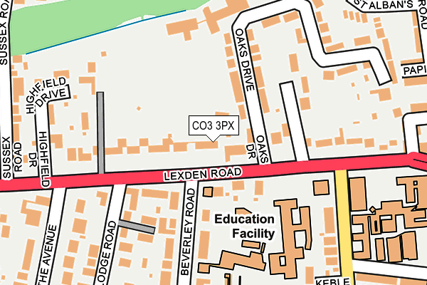 CO3 3PX map - OS OpenMap – Local (Ordnance Survey)