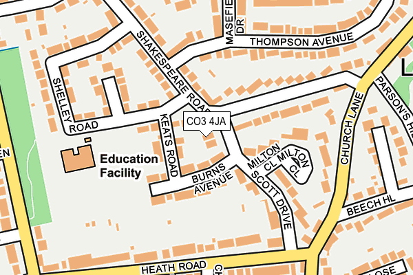 CO3 4JA map - OS OpenMap – Local (Ordnance Survey)