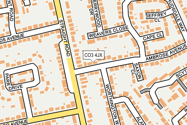 CO3 4JX map - OS OpenMap – Local (Ordnance Survey)