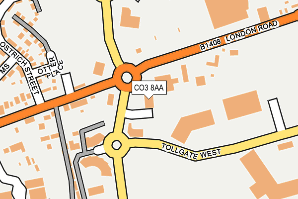 CO3 8AA map - OS OpenMap – Local (Ordnance Survey)