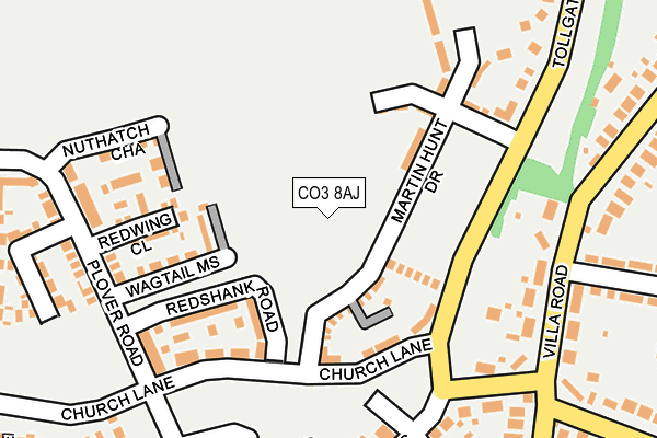 CO3 8AJ map - OS OpenMap – Local (Ordnance Survey)