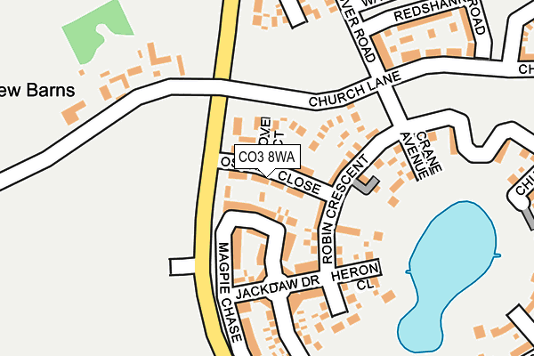 CO3 8WA map - OS OpenMap – Local (Ordnance Survey)