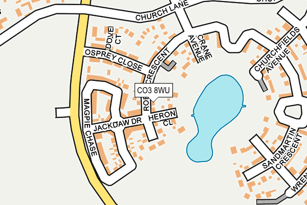 CO3 8WU map - OS OpenMap – Local (Ordnance Survey)