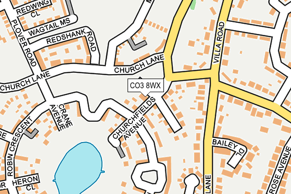 CO3 8WX map - OS OpenMap – Local (Ordnance Survey)