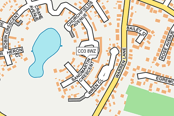 CO3 8WZ map - OS OpenMap – Local (Ordnance Survey)