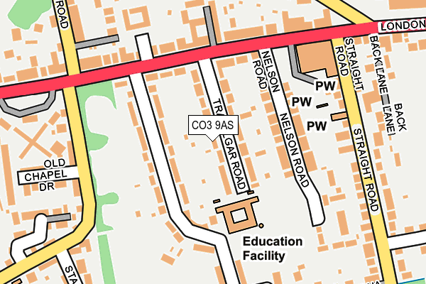 CO3 9AS map - OS OpenMap – Local (Ordnance Survey)