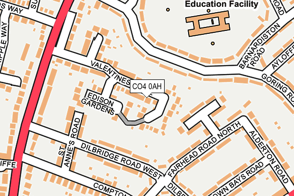 CO4 0AH map - OS OpenMap – Local (Ordnance Survey)