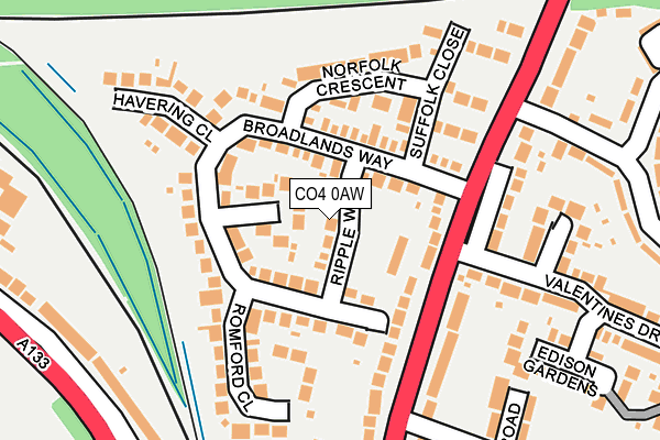 CO4 0AW map - OS OpenMap – Local (Ordnance Survey)