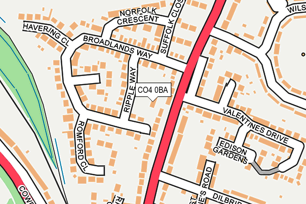 CO4 0BA map - OS OpenMap – Local (Ordnance Survey)