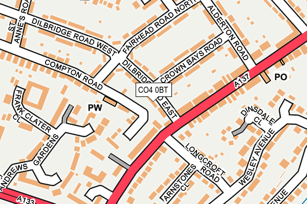 CO4 0BT map - OS OpenMap – Local (Ordnance Survey)