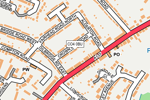 CO4 0BU map - OS OpenMap – Local (Ordnance Survey)