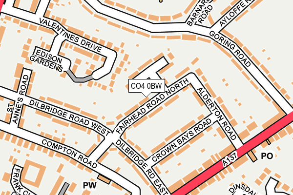 CO4 0BW map - OS OpenMap – Local (Ordnance Survey)