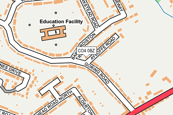 CO4 0BZ map - OS OpenMap – Local (Ordnance Survey)