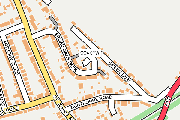 CO4 0YW map - OS OpenMap – Local (Ordnance Survey)