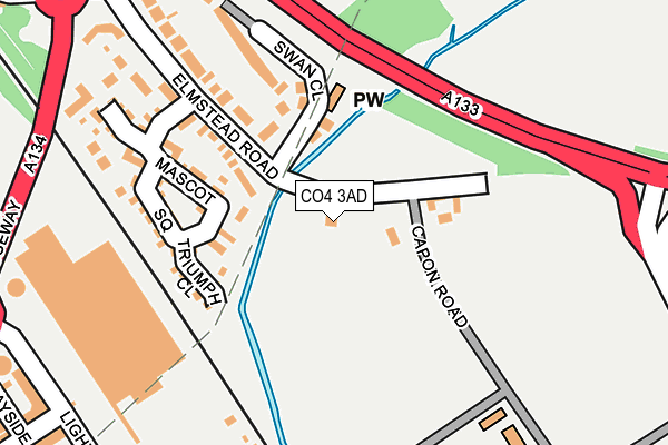 CO4 3AD map - OS OpenMap – Local (Ordnance Survey)