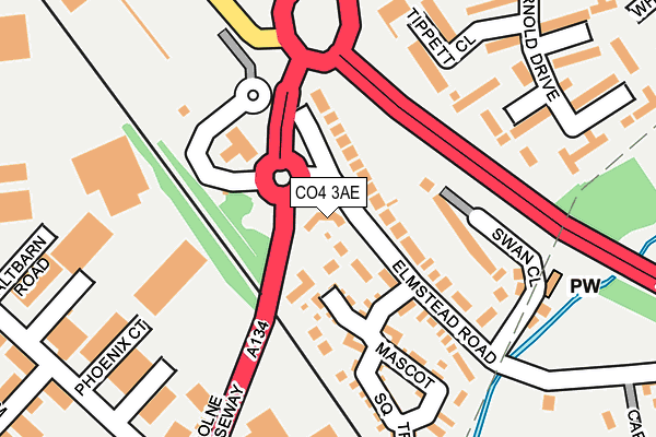 CO4 3AE map - OS OpenMap – Local (Ordnance Survey)