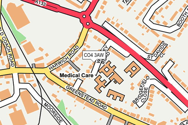 CO4 3AW map - OS OpenMap – Local (Ordnance Survey)