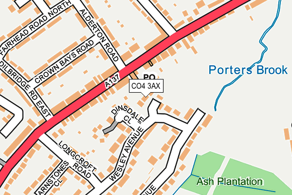 CO4 3AX map - OS OpenMap – Local (Ordnance Survey)