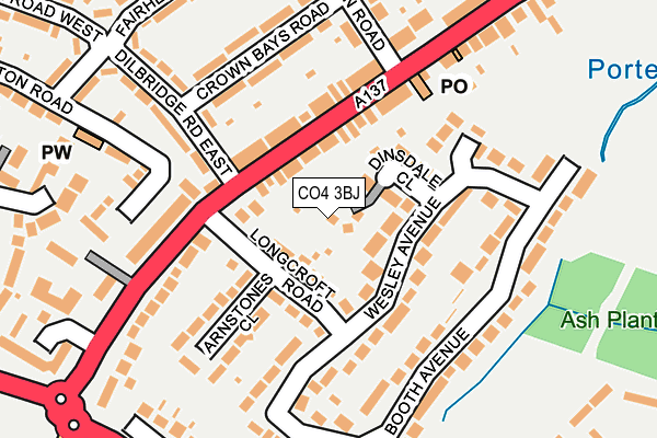 CO4 3BJ map - OS OpenMap – Local (Ordnance Survey)