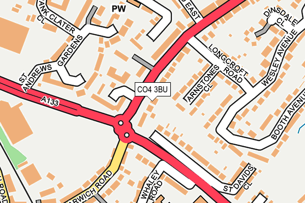 CO4 3BU map - OS OpenMap – Local (Ordnance Survey)