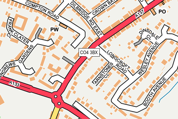 CO4 3BX map - OS OpenMap – Local (Ordnance Survey)