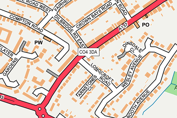 CO4 3DA map - OS OpenMap – Local (Ordnance Survey)