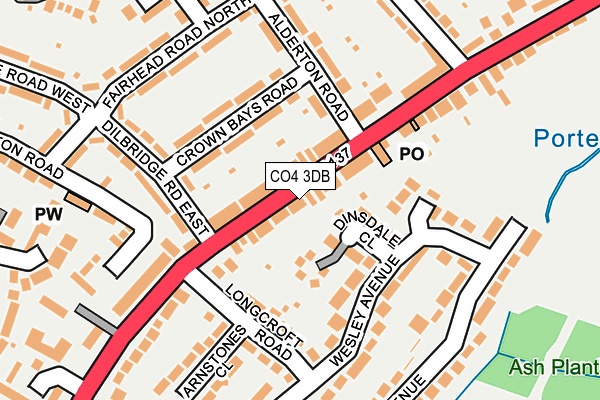 CO4 3DB map - OS OpenMap – Local (Ordnance Survey)
