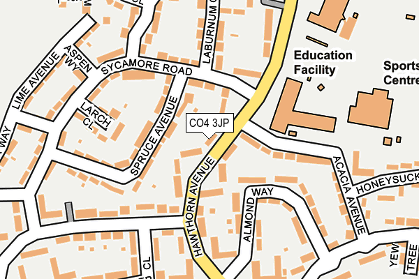 CO4 3JP map - OS OpenMap – Local (Ordnance Survey)