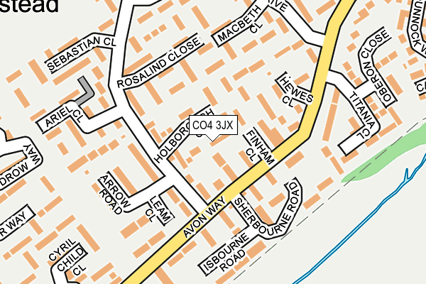 CO4 3JX map - OS OpenMap – Local (Ordnance Survey)