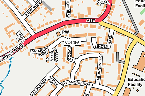 CO4 3PA map - OS OpenMap – Local (Ordnance Survey)