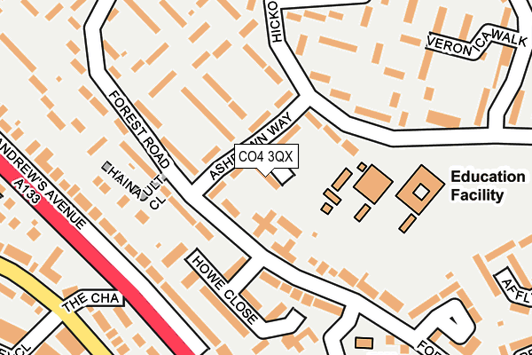 CO4 3QX map - OS OpenMap – Local (Ordnance Survey)