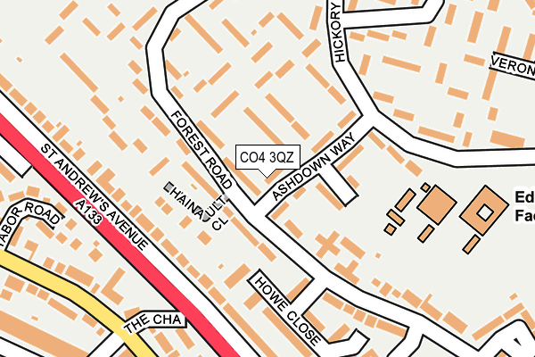 CO4 3QZ map - OS OpenMap – Local (Ordnance Survey)