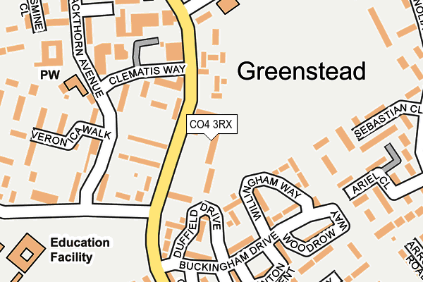 CO4 3RX map - OS OpenMap – Local (Ordnance Survey)