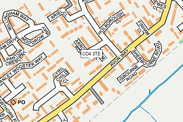 CO4 3TE map - OS OpenMap – Local (Ordnance Survey)