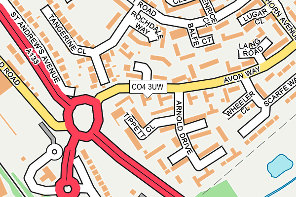 CO4 3UW map - OS OpenMap – Local (Ordnance Survey)