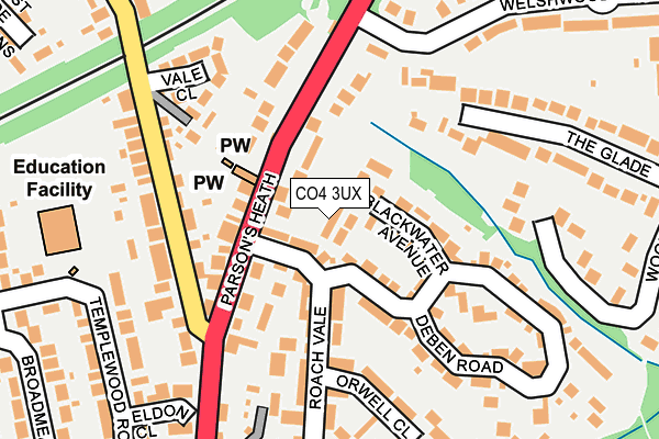 CO4 3UX map - OS OpenMap – Local (Ordnance Survey)