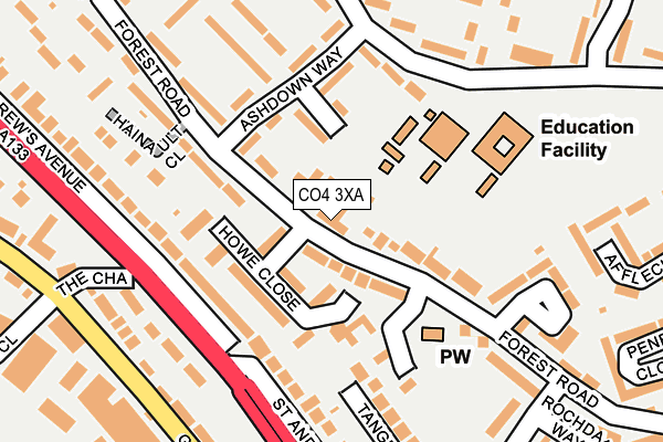 CO4 3XA map - OS OpenMap – Local (Ordnance Survey)