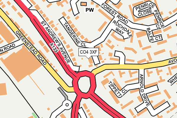 CO4 3XF map - OS OpenMap – Local (Ordnance Survey)