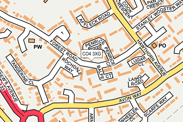 CO4 3XG map - OS OpenMap – Local (Ordnance Survey)