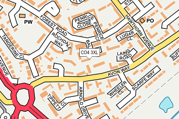 CO4 3XL map - OS OpenMap – Local (Ordnance Survey)